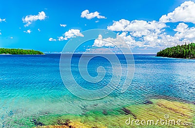 Bruce Peninsula park at Georgian bay, Lake Huron with crystal clear turquoise, tranquil fresh water Stock Photo