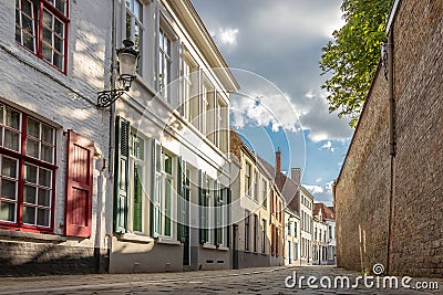 Bruges, Belgium - Quaint Street View in Historic Center of Bruges UNESCO World Heritage Stock Photo