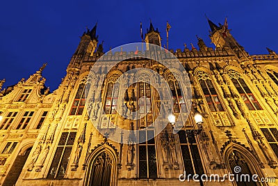 Bruges City Hall on Burg Square Stock Photo