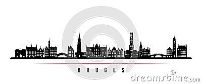 Bruges skyline horizontal banner. Vector Illustration