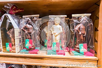 Close up shot of Manneken Pis statue chocolate Editorial Stock Photo