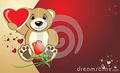 Bruin with a heart. Background for card to the Val Vector Illustration