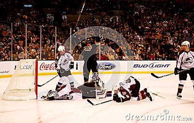 Bruins score (Milan Lucic). Editorial Stock Photo