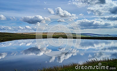 Brun Clough Reservoir and Pennines Stock Photo