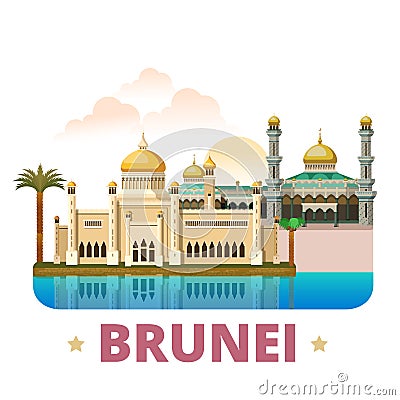 Brunei country design template Flat cartoon style Vector Illustration