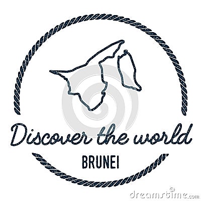 Brunei Darussalam Map Outline. Vintage Discover. Vector Illustration