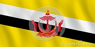 Brunei flag with waving effect, official proportion Vector Illustration