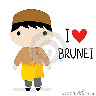 Brunei Men National Dress Cartoon Vector Vector Illustration