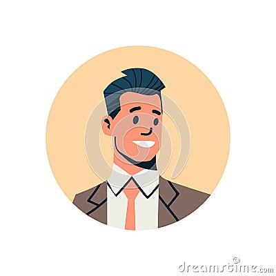 Brunette businessman avatar man face profile icon concept online support service male cartoon character portrait Vector Illustration