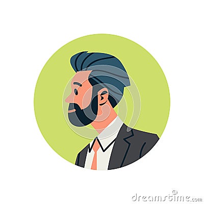 Brunette businessman avatar man face profile icon concept online support service male cartoon character portrait Vector Illustration