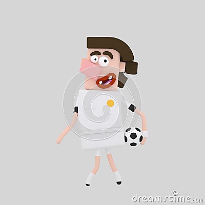 Brunette Football Player Cartoon Illustration