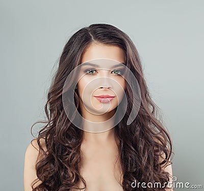 Brunette model woman with curly hair, portrait Stock Photo