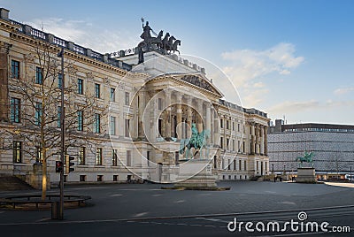 Brunswick Residence Palace with Quadriga and Equestrian Statues at Schlossplatz Palace Square - Braunschweig, Germany Stock Photo