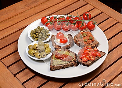 Bruschetta plate Stock Photo