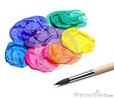 Brush and abstract acrylic paint Stock Photo