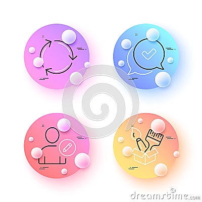 Brush, Approved and Recycling minimal line icons. For web application, printing. Vector Vector Illustration
