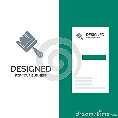 Brush, Building, Construction, Paint Grey Logo Design and Business Card Template Vector Illustration