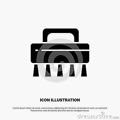 Brush, Cleaning, Set solid Glyph Icon vector Vector Illustration