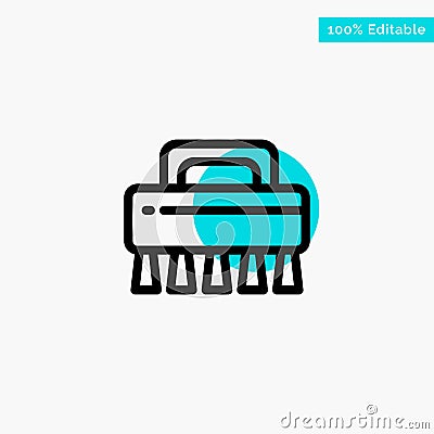 Brush, Cleaning, Set turquoise highlight circle point Vector icon Vector Illustration