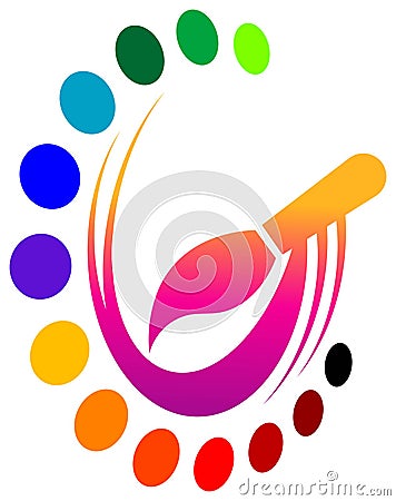 Brush with colours Vector Illustration