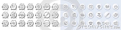 Brush, Dots message and Refill water line icons. For web app, printing. Line icons. Vector Vector Illustration