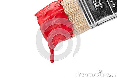 Brush with dripping paint Stock Photo