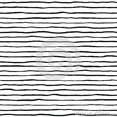 Brush hand drawn doodle pinstripes, uneven lines seamless pattern Vector Illustration