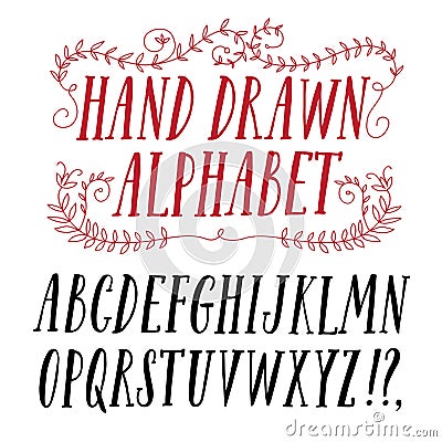 Brush hand drawn font Stock Photo