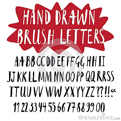 Brush hand drawn font Stock Photo