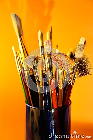 Brush in jar Stock Photo