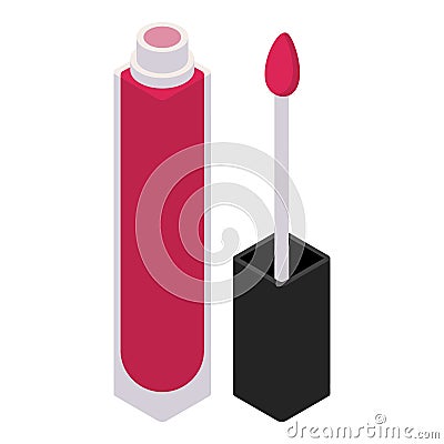 Brush lipstick icon, isometric style Vector Illustration