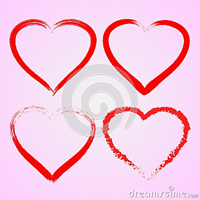 Brush Love Heart Red Symbol Vector Stock Photo