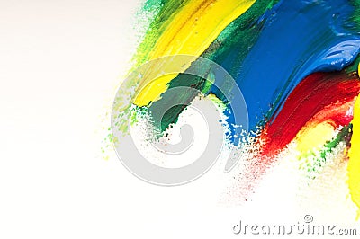 Brush mixing paint on palette Stock Photo