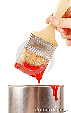 Brush with paint Stock Photo