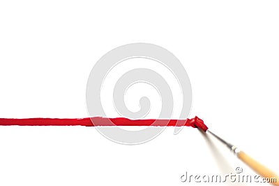 Brush with paint and colored stripes Stock Photo