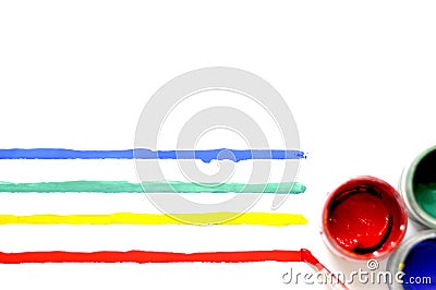 Brush with paint and colored stripes Stock Photo