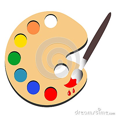 Brush paint with palette paint vector Vector Illustration