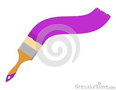 Brush paint tool violet isolated on white background in flat style. Vector Illustration