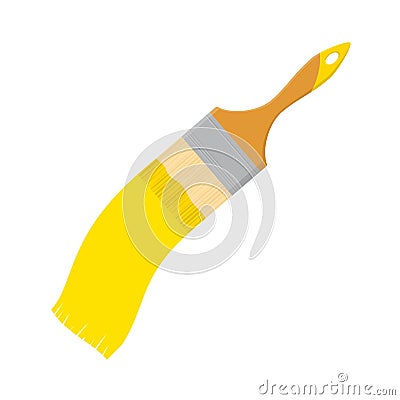 Brush paint tool yellow isolated on white background in flat style. Vector Illustration
