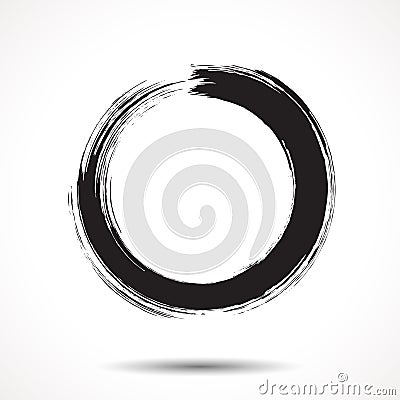 Brush painted black ink circle Vector Illustration