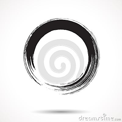 Brush painted black ink circle Vector Illustration