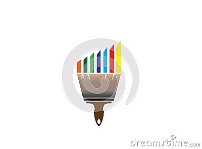 Brush painting with multicolors for logo design Cartoon Illustration