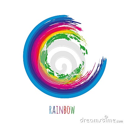 Brush rainbow circle for your design. Colorful frame isolated. Vector Vector Illustration