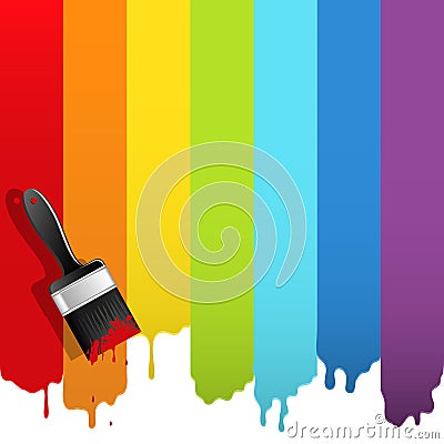 Brush with rainbow paint Vector Illustration