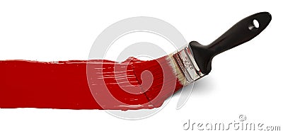 Brush With Red Paint Stock Photo