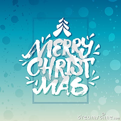 Brush rough hand lettering 'Merry Christmas' Vector Illustration