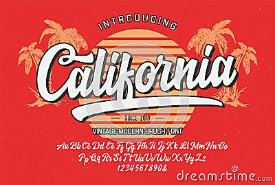 Brush Script Font Original Retro Typeface Vector Vector Illustration