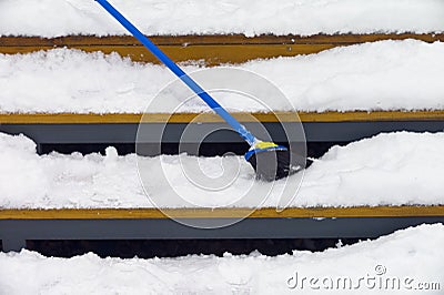 Brush for snow removal Stock Photo