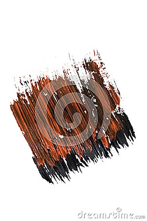 Brush stroke. Black and red paint on white background. Texture and abstraction Stock Photo