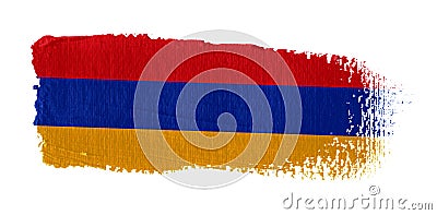 Brush stroke on canvas Armenia flag Stock Photo